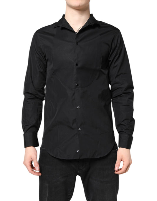 Emporio Armani Black Cotton Long Sleeves Men Formal Dress Shirt $702.00 Emporio Armani Luzworld