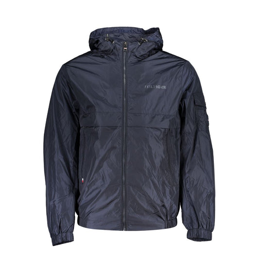 Navy blue jacket with a brand logo on a white background