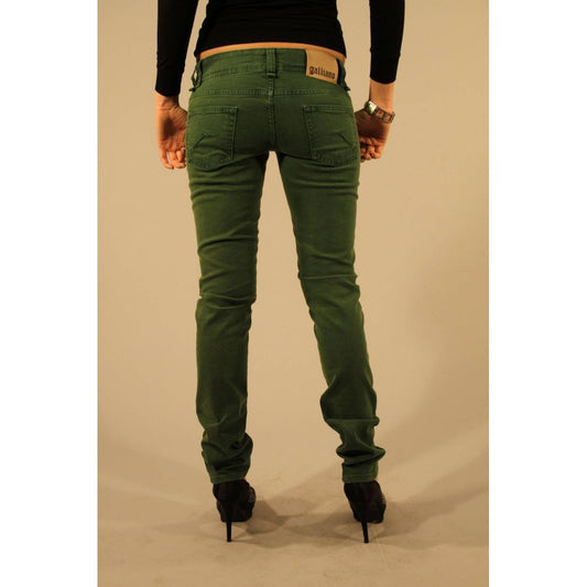 John Galliano Green Cotton Women Jean $618.00 John Galliano Luzworld