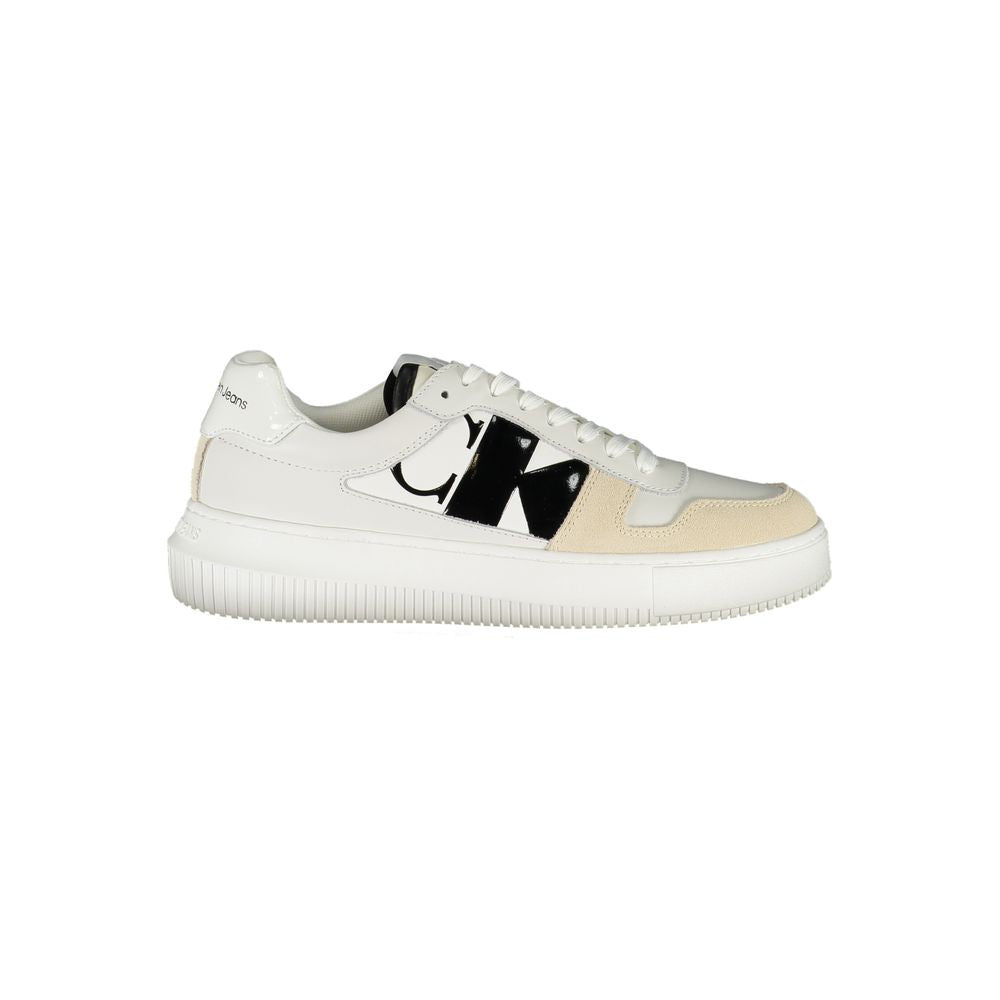Calvin Klein Elegant White Lace-Up Sneakers with Contrast Detail $290.00 Calvin Klein Luzworld