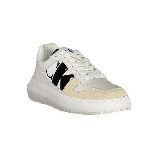 Calvin Klein Elegant White Lace-Up Sneakers with Contrast Detail $290.00 Calvin Klein Luzworld
