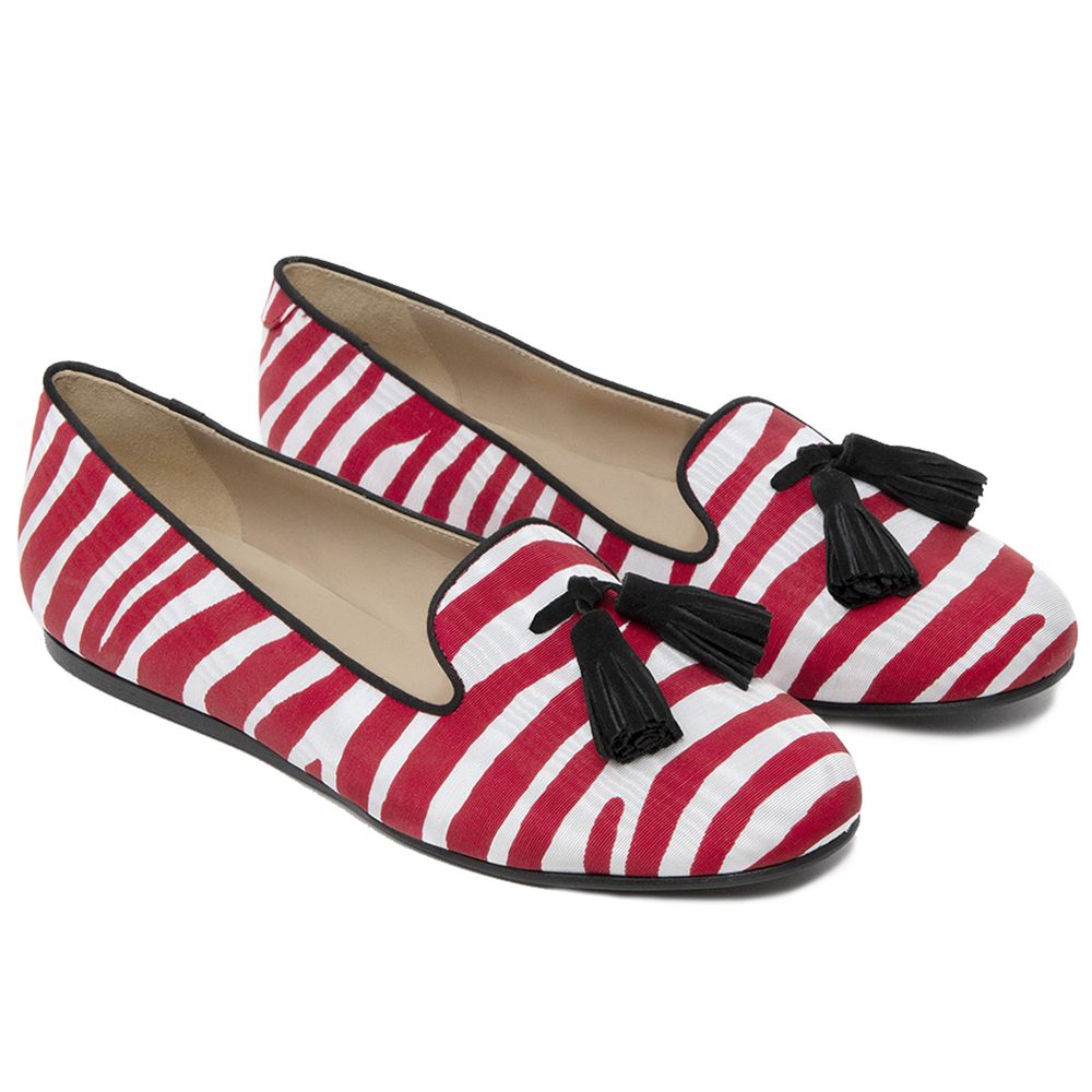 Charles Philip Red Cotton Flat Shoe