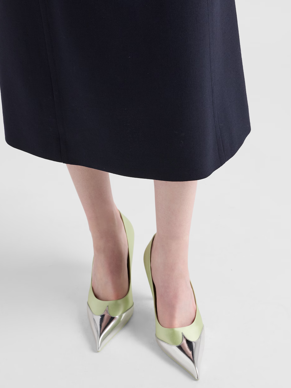 Prada Satin And Metallic Leather Pumps $1775.00 Prada Luzworld