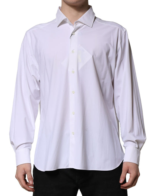 Corneliani White Long Sleeves Collared Dress Formal Shirt