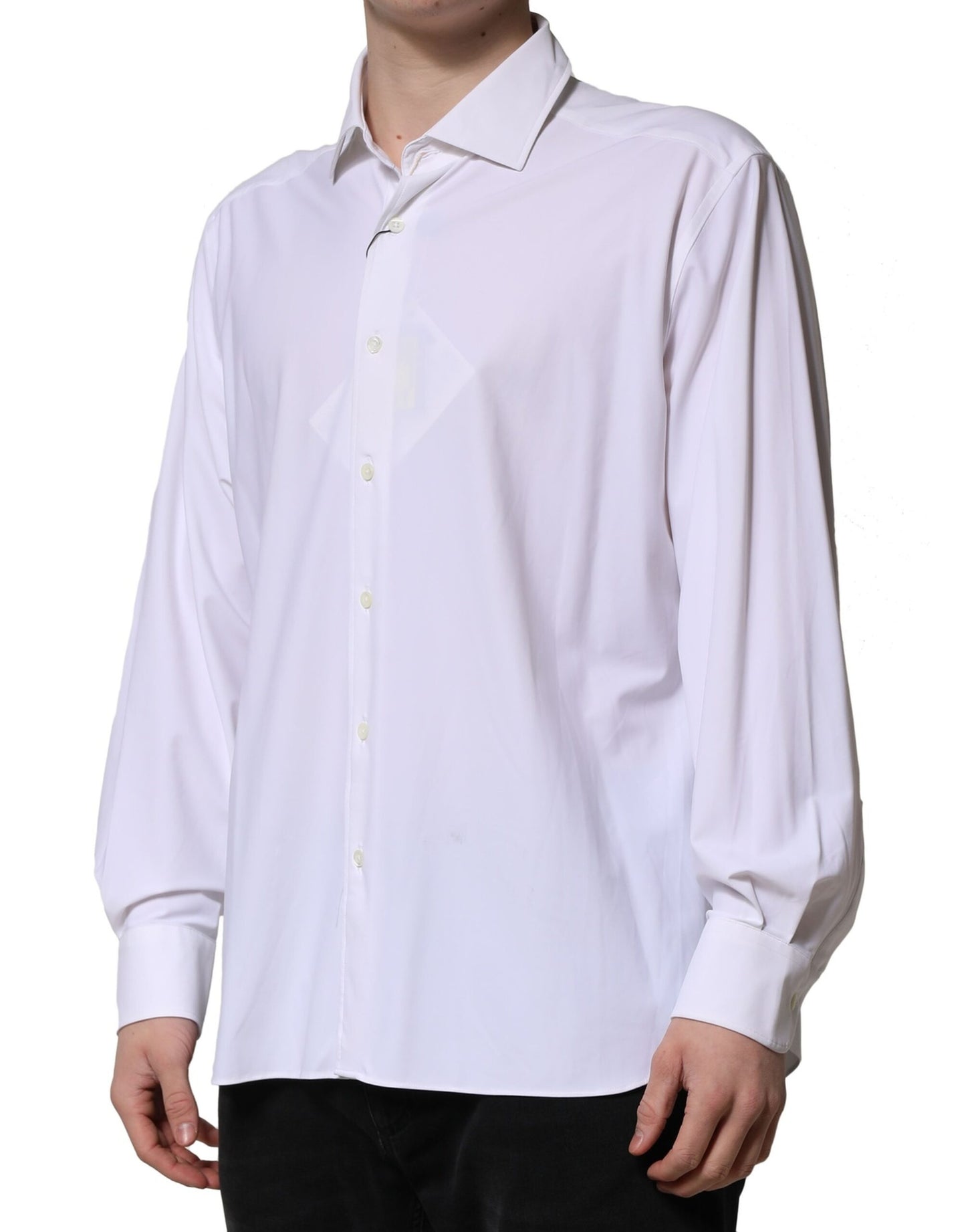 Corneliani White Long Sleeves Collared Dress Formal Shirt