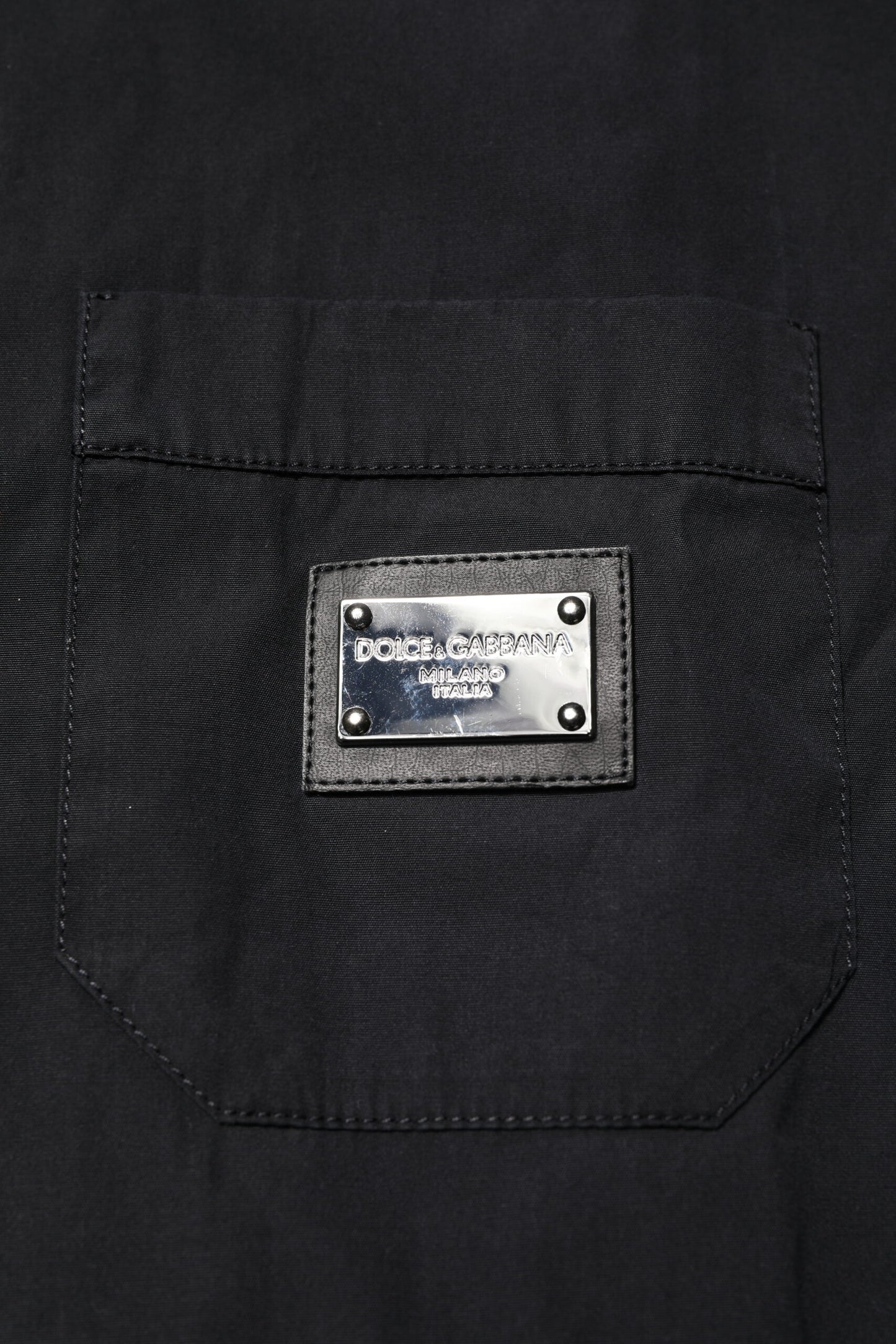 Dolce & Gabbana Black Cotton Short Sleeve Buttoned Casual Shirt