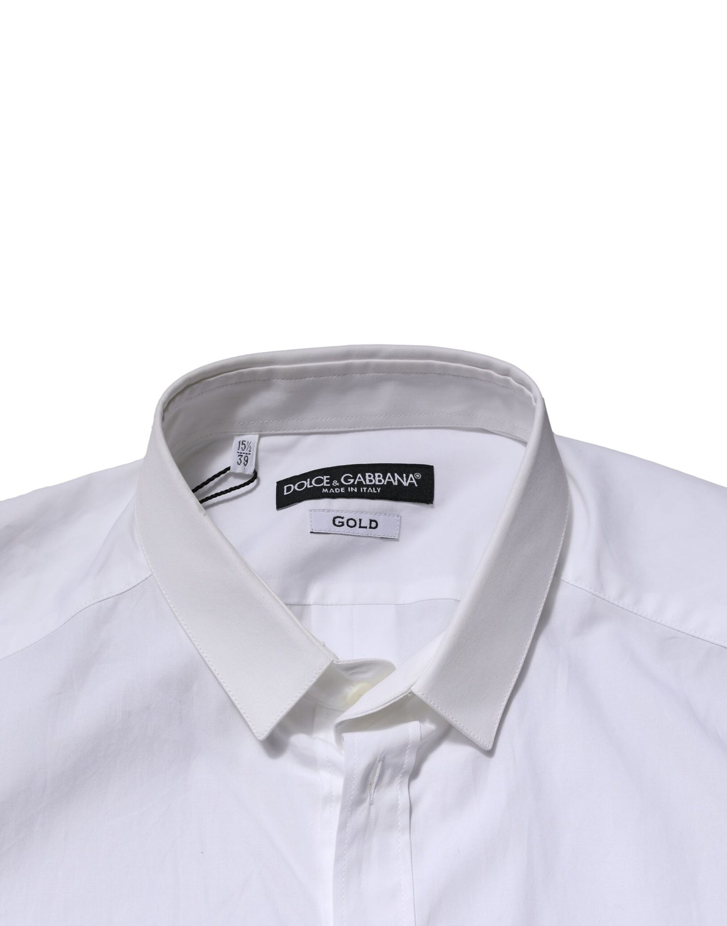 Dolce & Gabbana White GOLD Long Sleeves Dress Formal Shirt