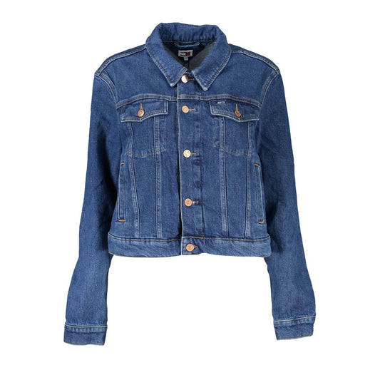 Blue denim jacket on a white background