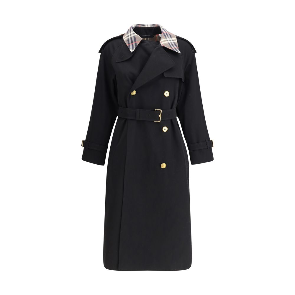 Burberry Castleford long Trench Coat with Check collar $4722.00 Burberry Luzworld