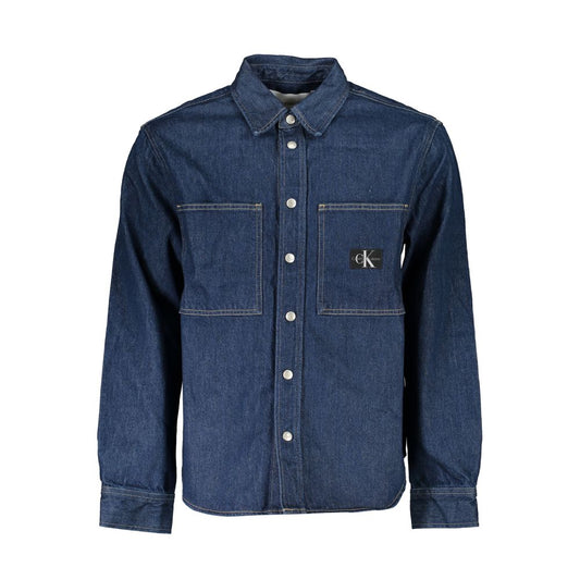 Calvin Klein Blue Cotton Men Jacket $265.00 Calvin Klein Luzworld