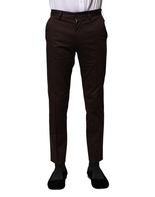 Dolce & Gabbana Brown Cotton Formal Dress Pants