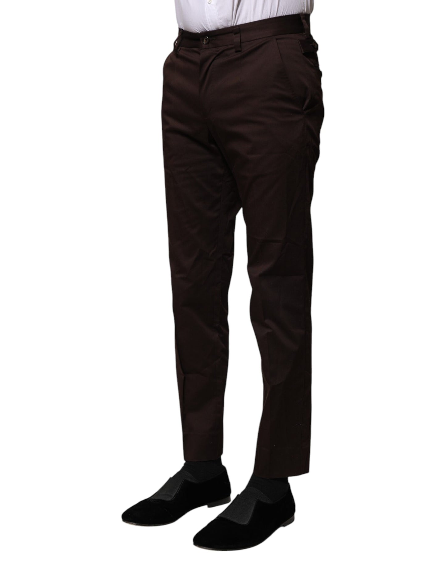 Dolce & Gabbana Brown Cotton Formal Dress Pants