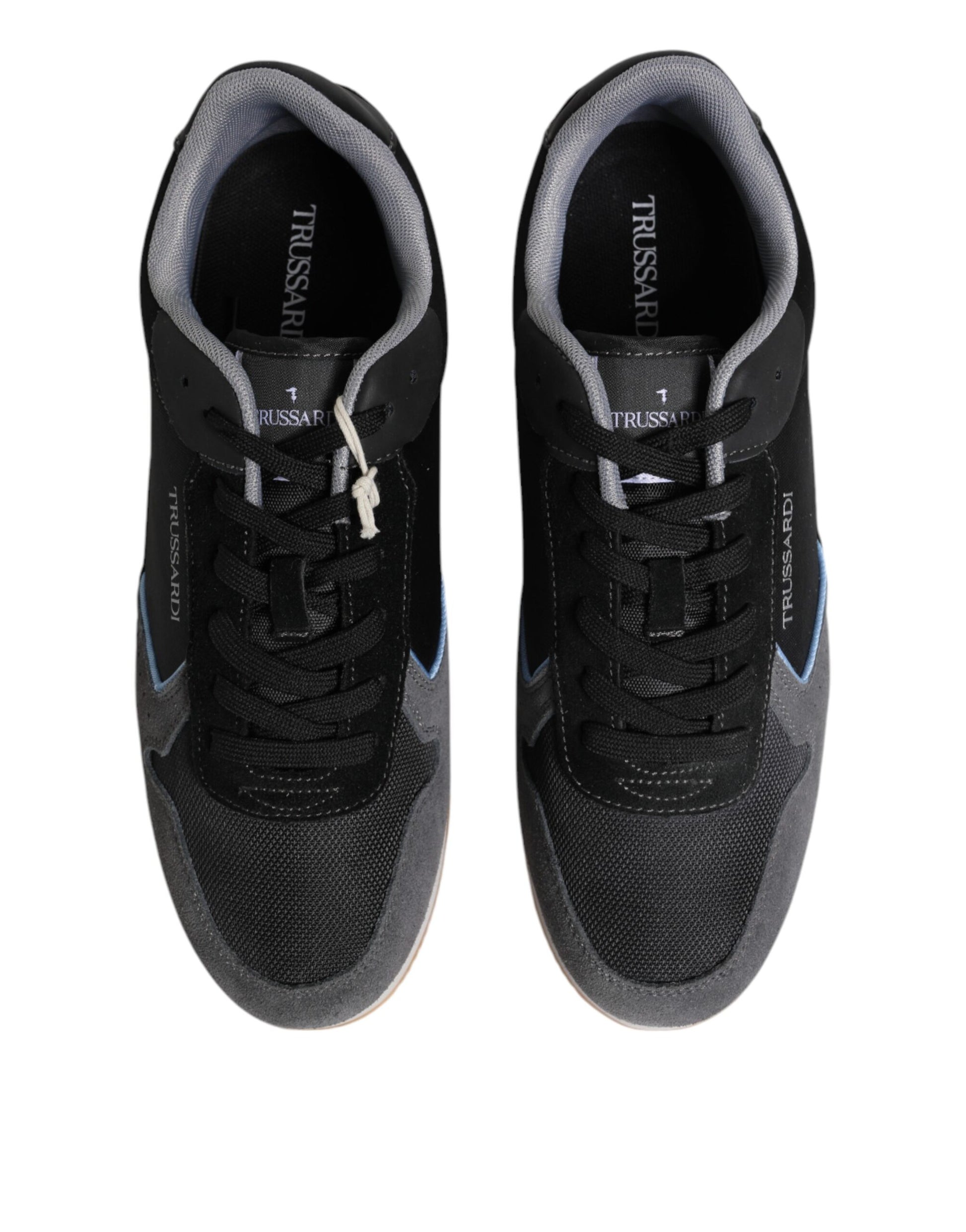 Trussardi Black Gray Lace Up Low Top Casual Sneakers Shoes $265.00 Trussardi Luzworld