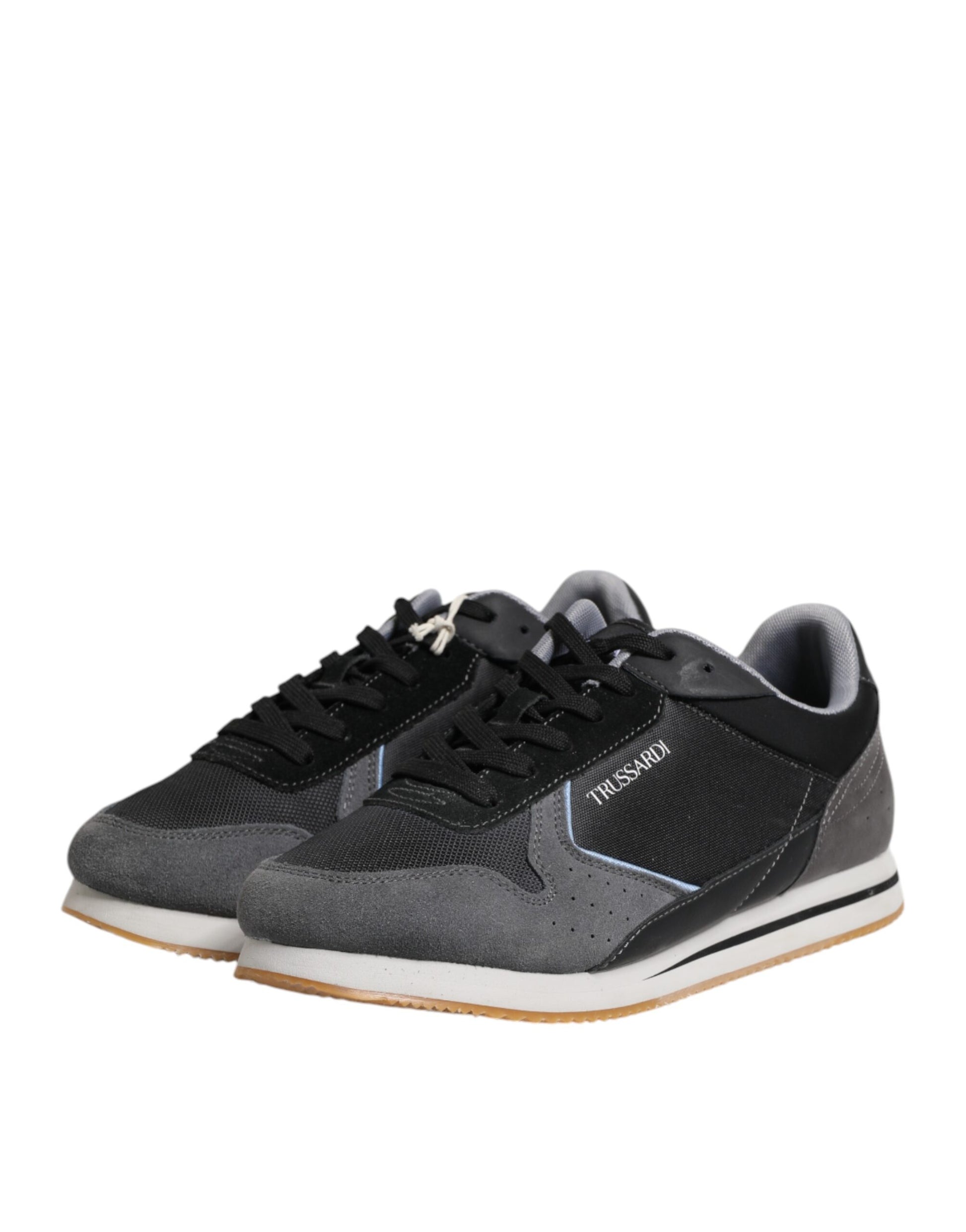 Trussardi Black Gray Lace Up Low Top Casual Sneakers Shoes $265.00 Trussardi Luzworld