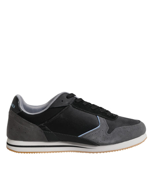 Trussardi Black Gray Lace Up Low Top Casual Sneakers Shoes $265.00 Trussardi Luzworld
