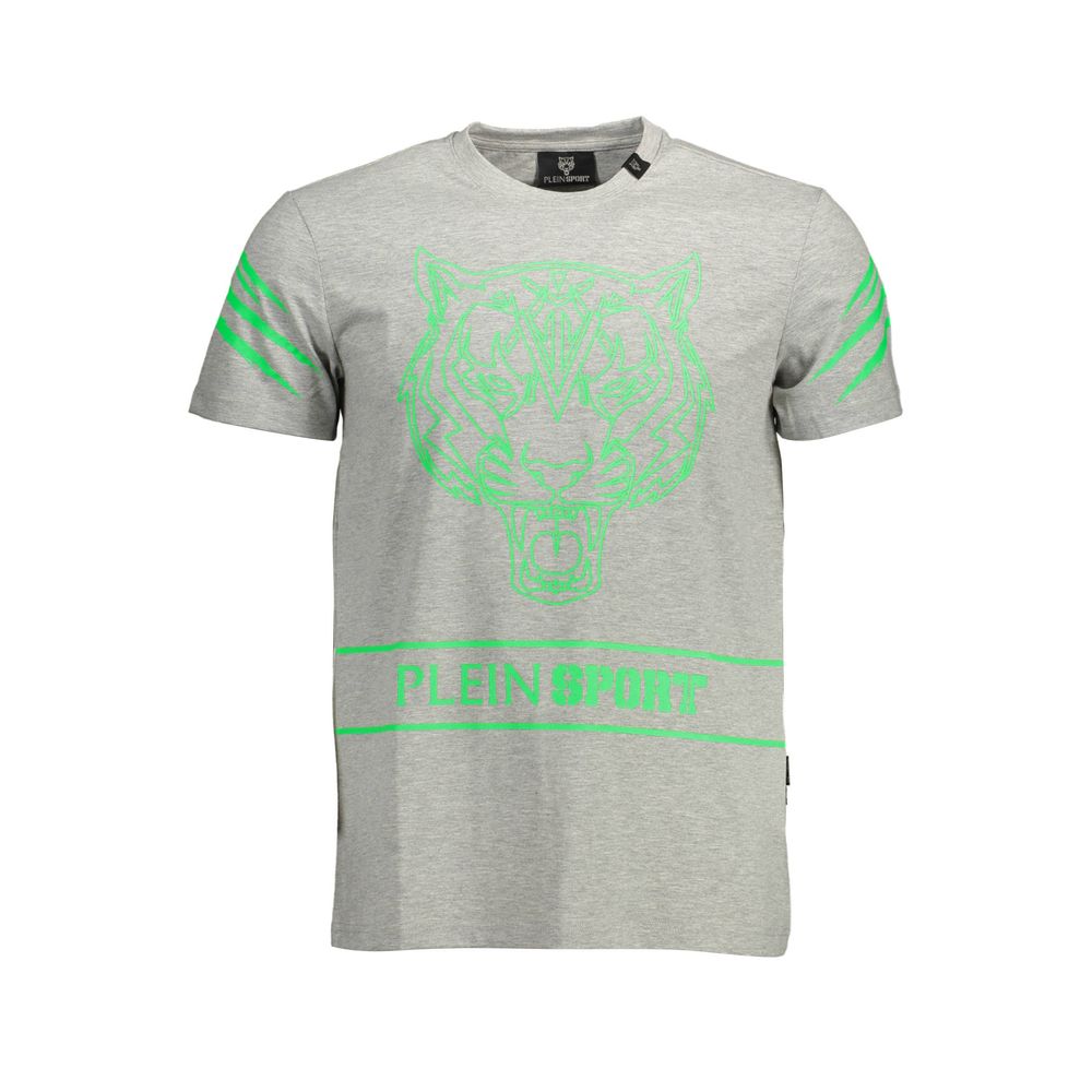 Plein Sport Gray Cotton Men T-Shirt $228.00 Plein Sport Luzworld