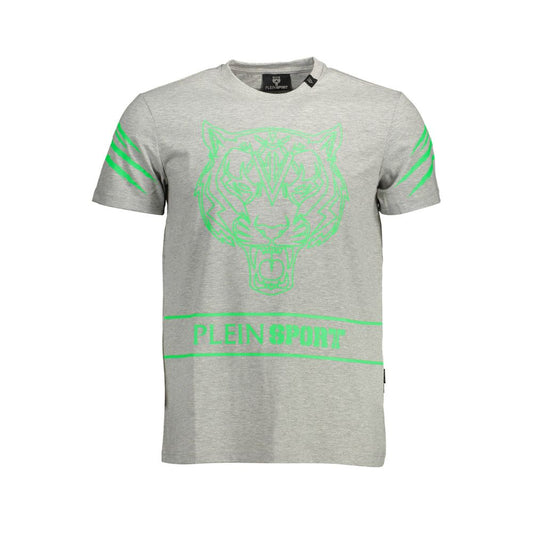 Plein Sport Gray Cotton Men T-Shirt $228.00 Plein Sport Luzworld