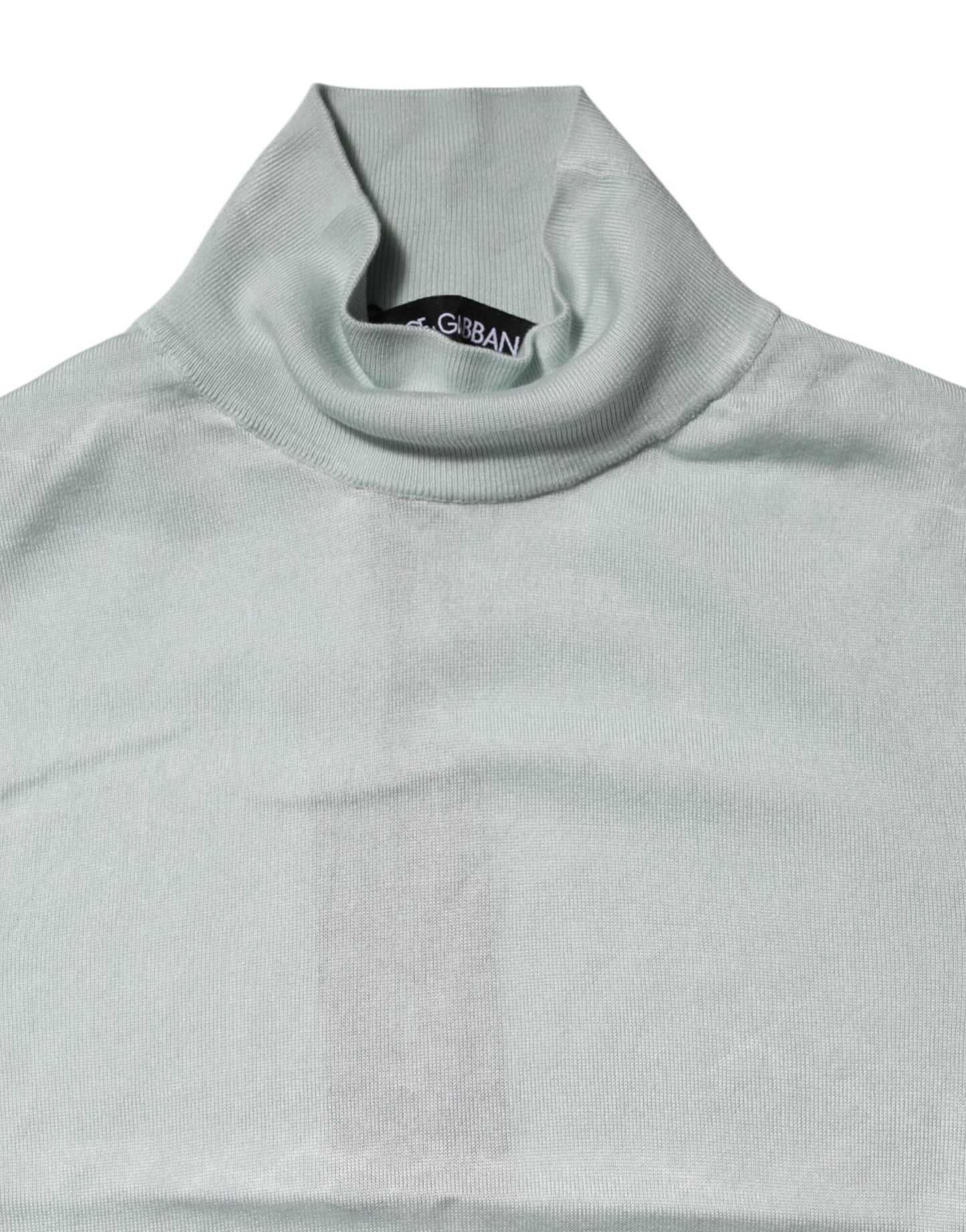 Dolce & Gabbana Light Green Silk Turtleneck 3/4 Sleeves Top