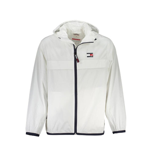 White jacket with a brand logo on a white background