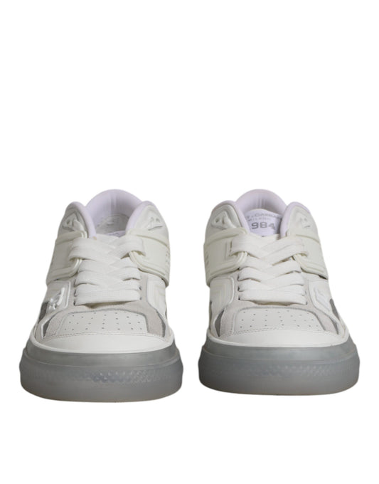 Dolce & Gabbana White Low Top DG Embossed Men Sneakers Shoes