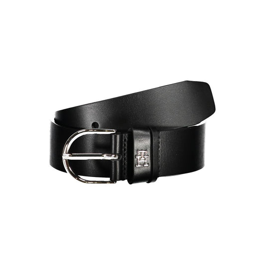 Tommy Hilfiger Chic Black Leather Belt with Metal Buckle $170.00 Tommy Hilfiger Luzworld