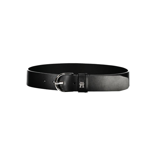 Tommy Hilfiger Chic Black Leather Belt with Metal Buckle $170.00 Tommy Hilfiger Luzworld