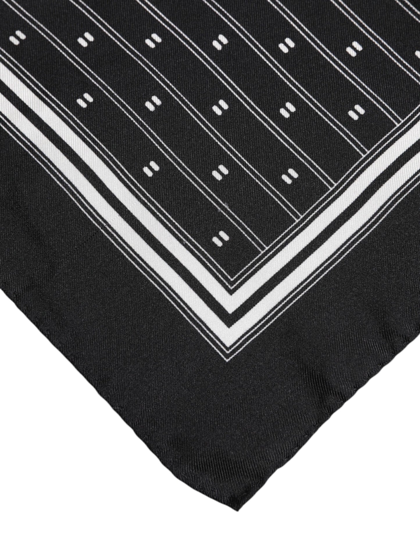 Dolce & Gabbana Black White Printed Silk Square Foulard Scarf