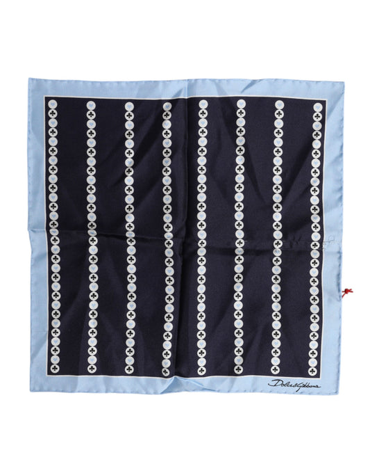 Dolce & Gabbana Blue Printed Silk Square Men Foulard Scarf