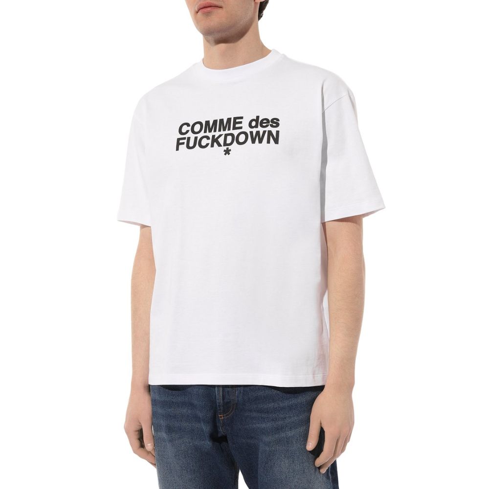 Comme Des Fuckdown White Cotton T-Shirt $142.00 Comme Des Fuckdown Luzworld