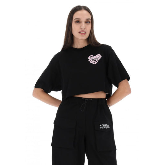 Comme Des Fuckdown Black Cotton Women T-Shirt $137.00 Comme Des Fuckdown Luzworld
