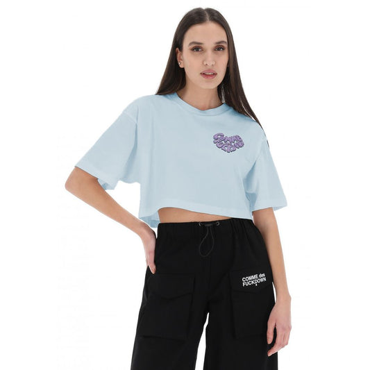 Comme Des Fuckdown Blue Cotton Women T-Shirt $137.00 Comme Des Fuckdown Luzworld