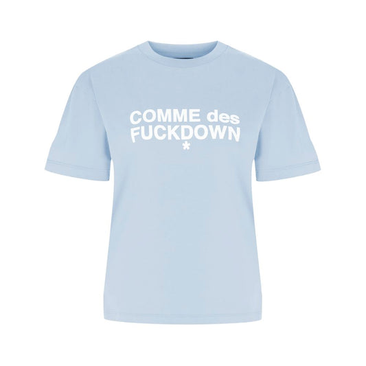 Comme Des Fuckdown Blue Cotton Women T-Shirt $142.00 Comme Des Fuckdown Luzworld