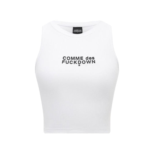 Comme Des Fuckdown White Cotton Women Cropped T-Shirt $128.00 Comme Des Fuckdown Luzworld