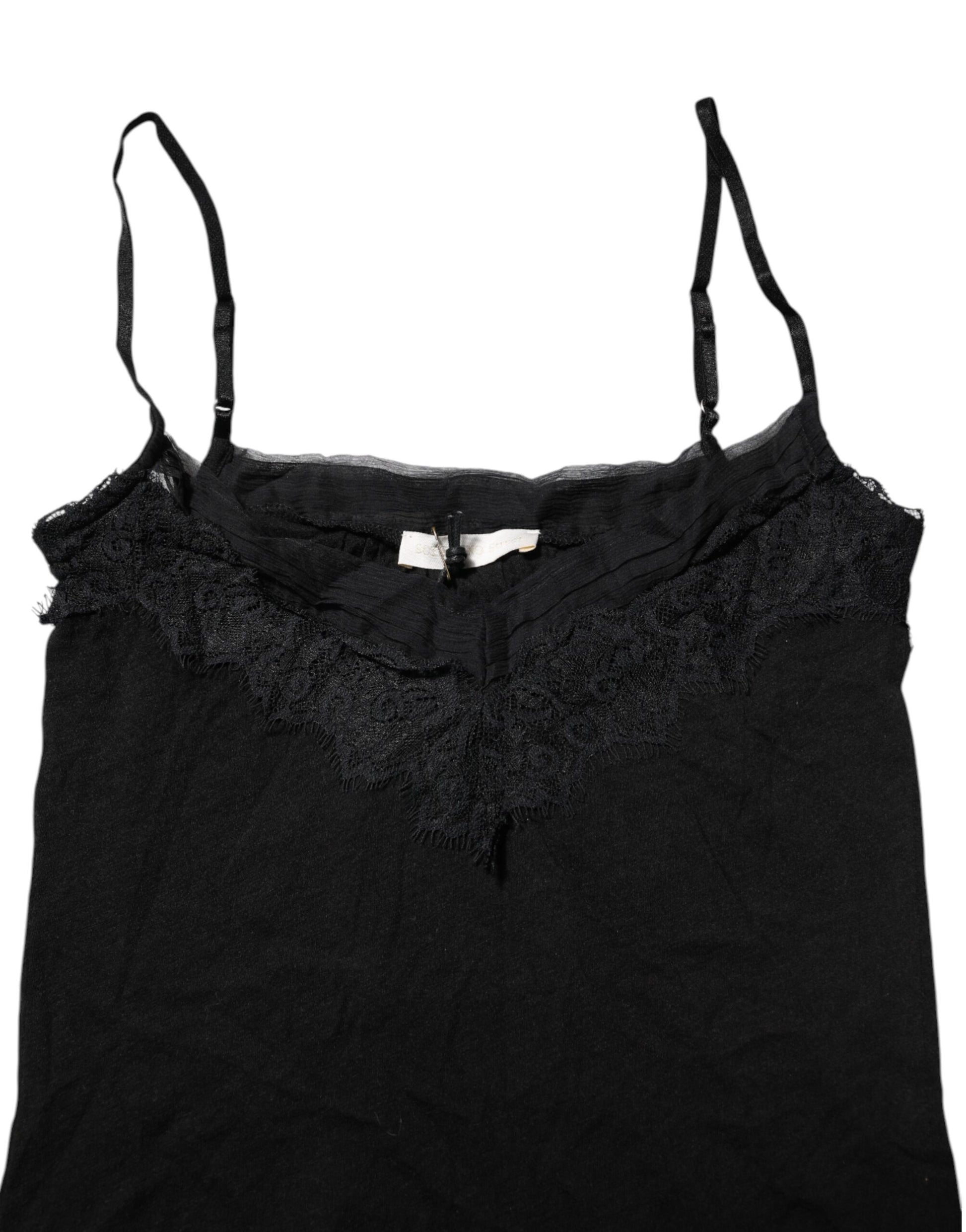 Scervino Street Black Wool Sleeveless Square Neck Tank Top $260.00 Scervino Street Luzworld