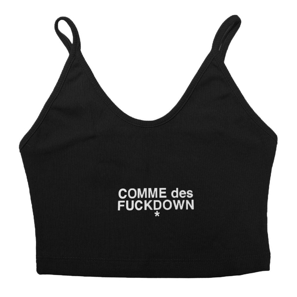 Comme Des Fuckdown Black Cotton Women Crop Top $128.00 Comme Des Fuckdown Luzworld