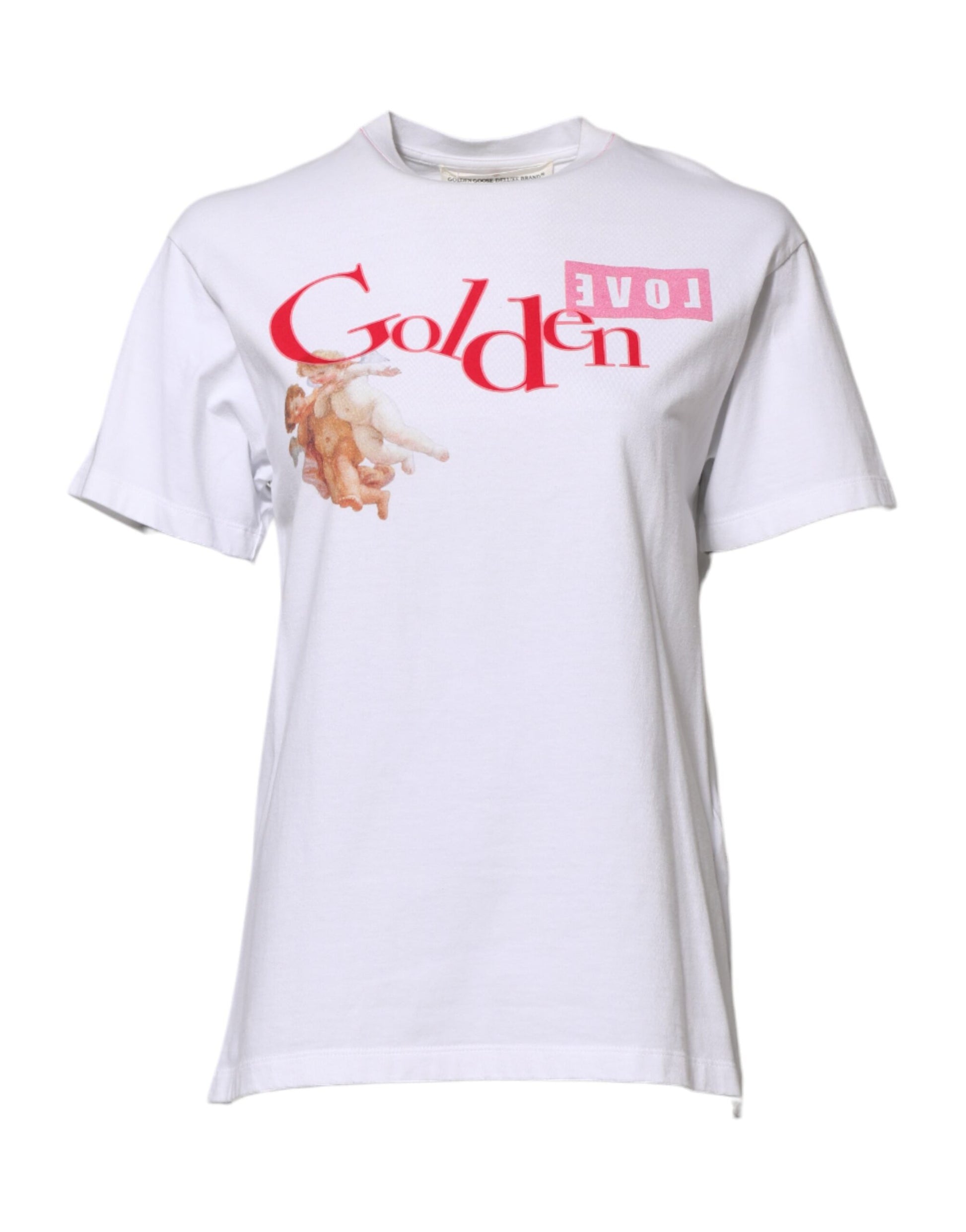 Golden Goose White Printed Round Neck T-shirt $506.00 Golden Goose Luzworld
