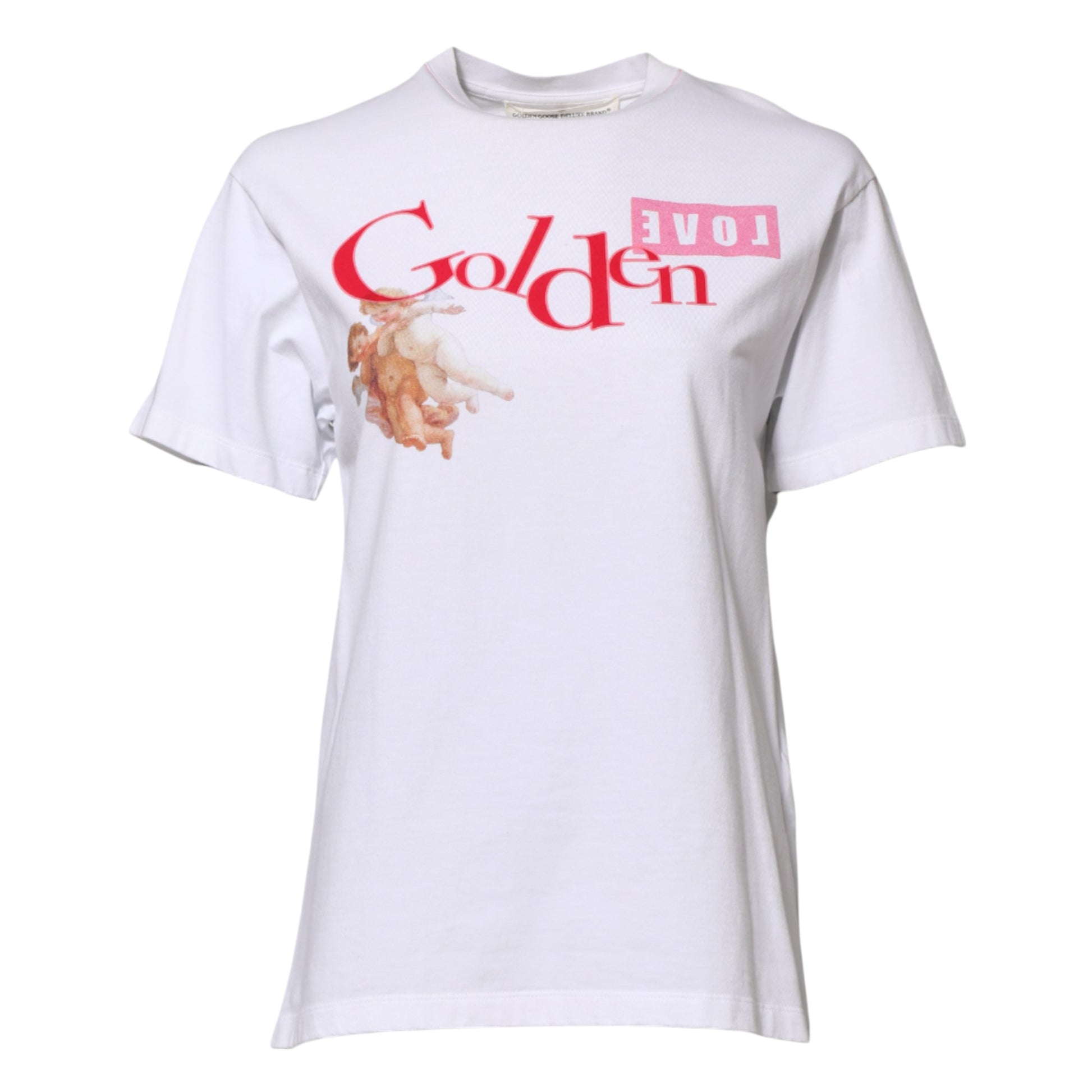 Golden Goose White Printed Round Neck T-shirt $506.00 Golden Goose Luzworld
