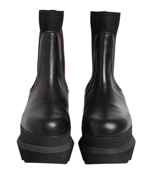 Sacai Black Chelsea Leather Pull On Women Ankle Boots Shoes