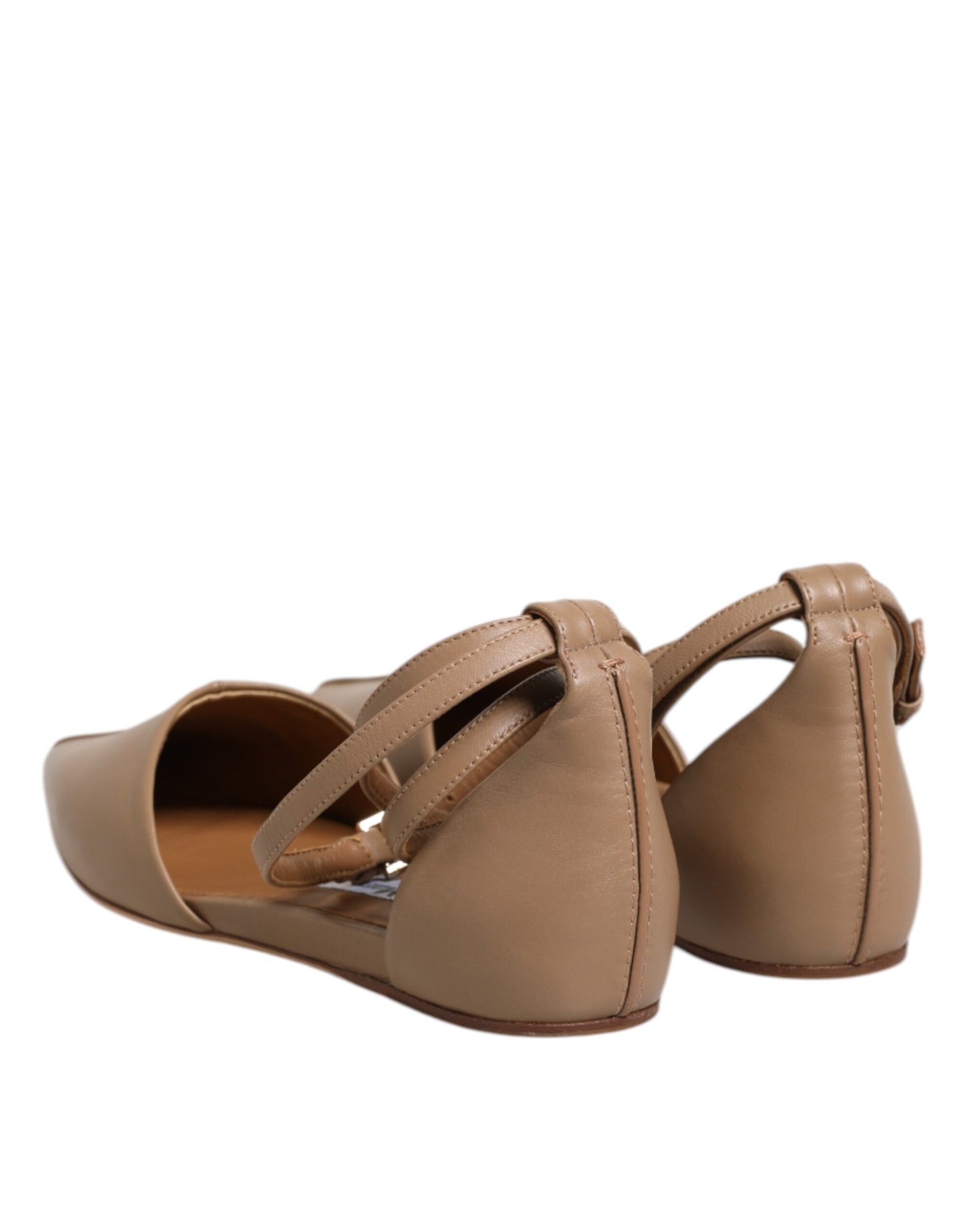 Max Mara Beige Leather Pointed Toe Sandals Ballet Flat Shoes $863.00 Max Mara Luzworld