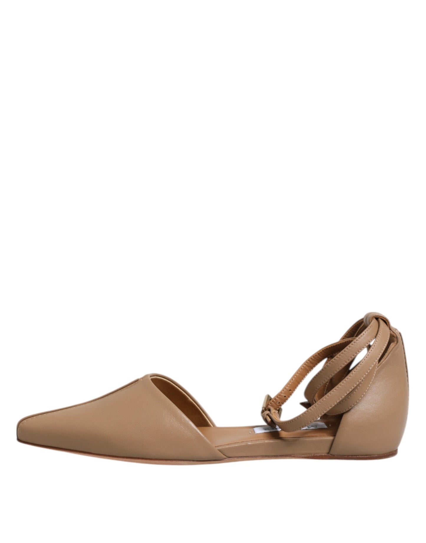 Max Mara Beige Leather Pointed Toe Sandals Ballet Flat Shoes $863.00 Max Mara Luzworld