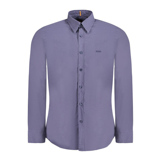Hugo Boss Blue Cotton Men Shirt $225.00 Hugo Boss Luzworld