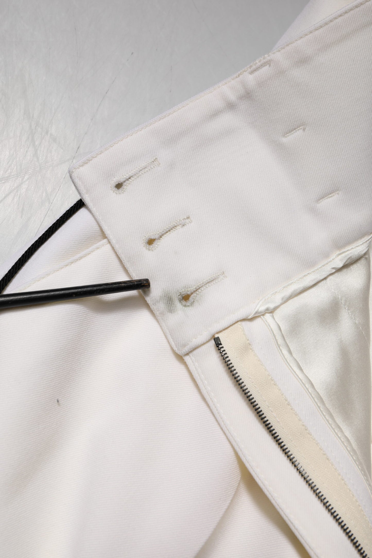 Dolce & Gabbana White Wool High Waist Tapered Pants