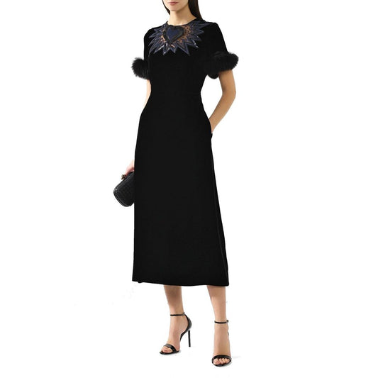 Fendi Fur Trim Velvet Midi Dress $5504.00 Fendi Luzworld