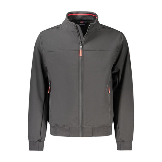 Gray jacket with red accents on a white background