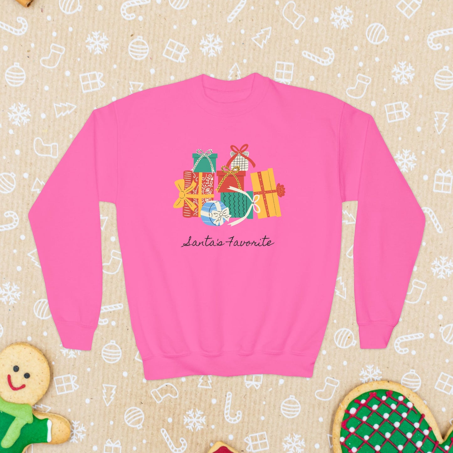 Santa's Favorite- Youth Crewneck Sweatshirt- Pink- Luzworld, LUZKid trendy clothing for little ones, cute apparel for toddlers, playful designs for kids, rival to Carter’s, competing with OshKosh B’gosh, on par with The Children’s Place Adidas, LUZComfy, LUZCozy, LUZDigital, LUZEerie, LUZFun, LUZJunior, LUZKid, LUZlayers, LUZSip, LUZSnug, LUZTees, LUZTiny, LUZTote, LUZVees, LUZVibes, LUZWarm, LUZWarmer
#LUZWorld #StreetStyle #ComfortWear #LUZLayers #FashionGoals #KidsFashion #TrendyForTiny #LUZKidStyle