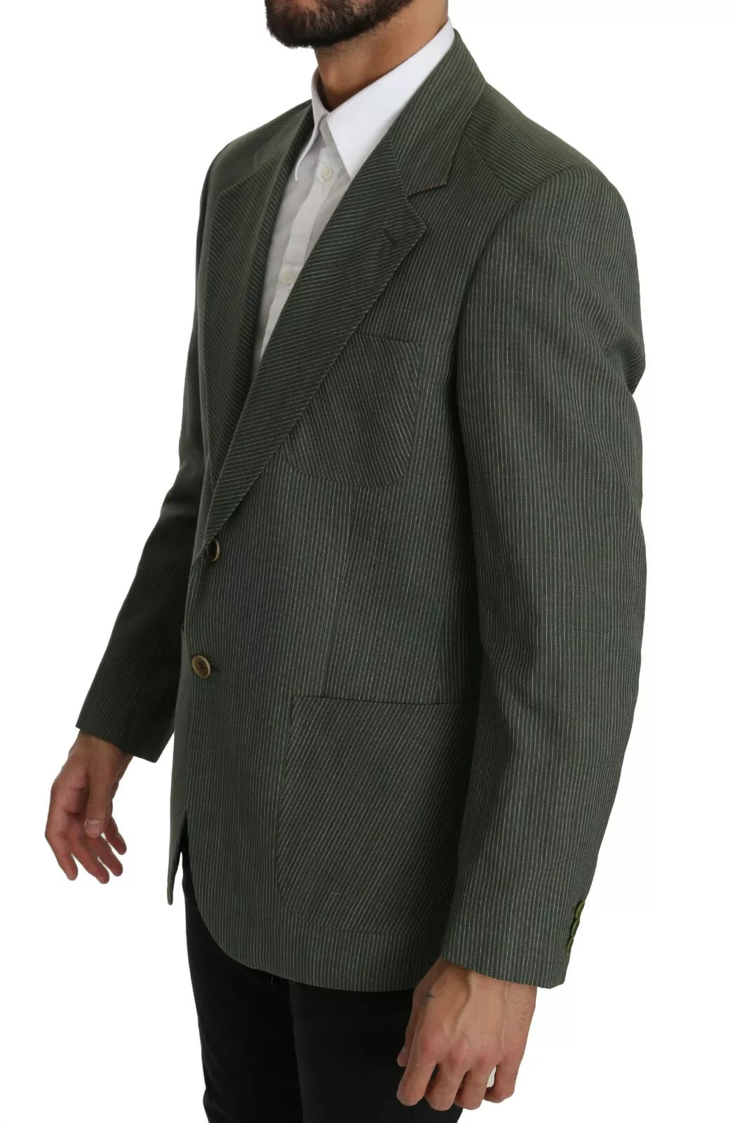 Romeo Gigli Green Linen Blazer One Piece Single Breasted Jacket $935.00 Romeo Gigli Luzworld