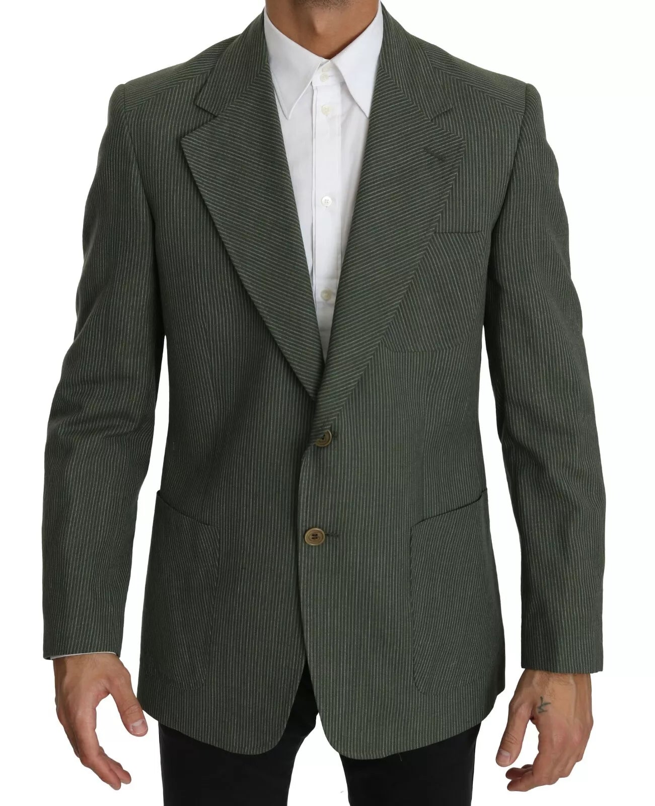 Romeo Gigli Green Linen Blazer One Piece Single Breasted Jacket $935.00 Romeo Gigli Luzworld