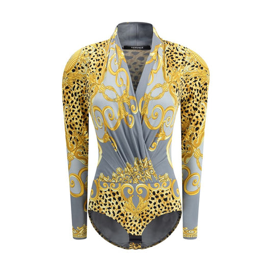Versace Leopard draped Bodysuit $2008.00 Versace Luzworld