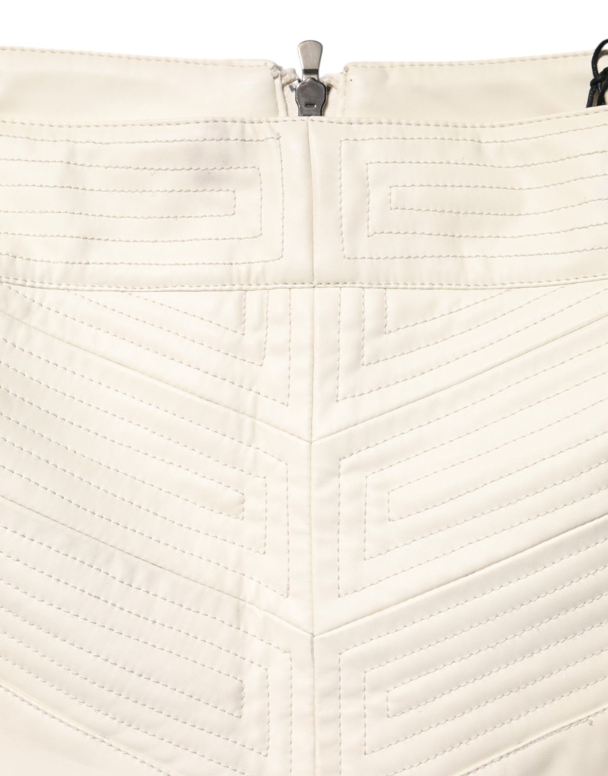 Guess Beige Faux Leather Quilted Mini High Waist Women Skirt $160.00 Guess Luzworld