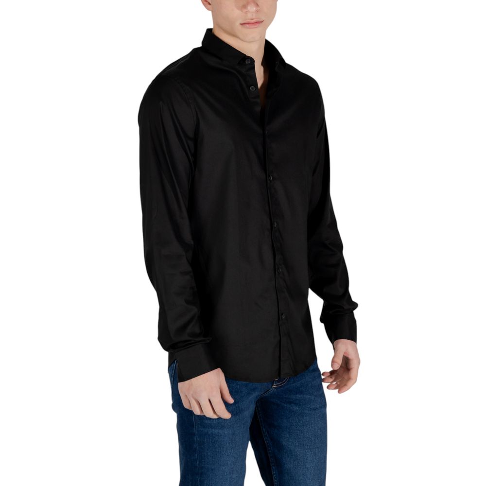 Armani Exchange Black Lyocell Shirt $211.00 Armani Exchange Luzworld
